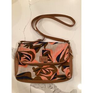 Fossil Preston Flap Canvas Crossbody Bag Floral Pockets Galore GUC